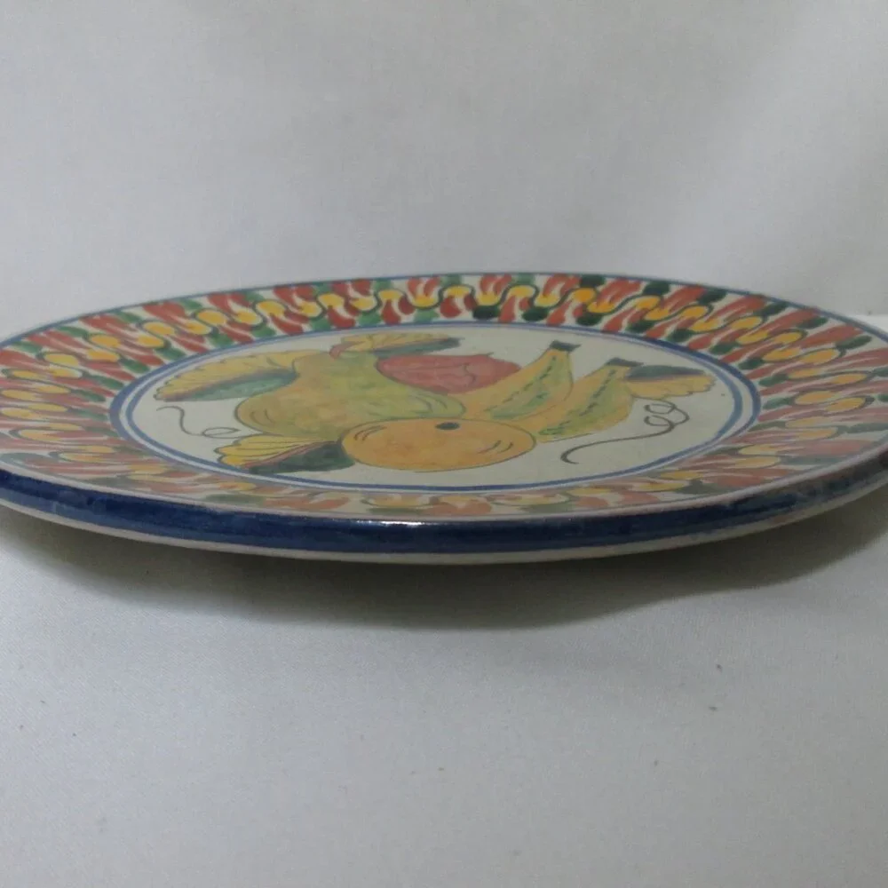 Talavera Vintage large dinner plate platter hand painted fruit Mexico 11
